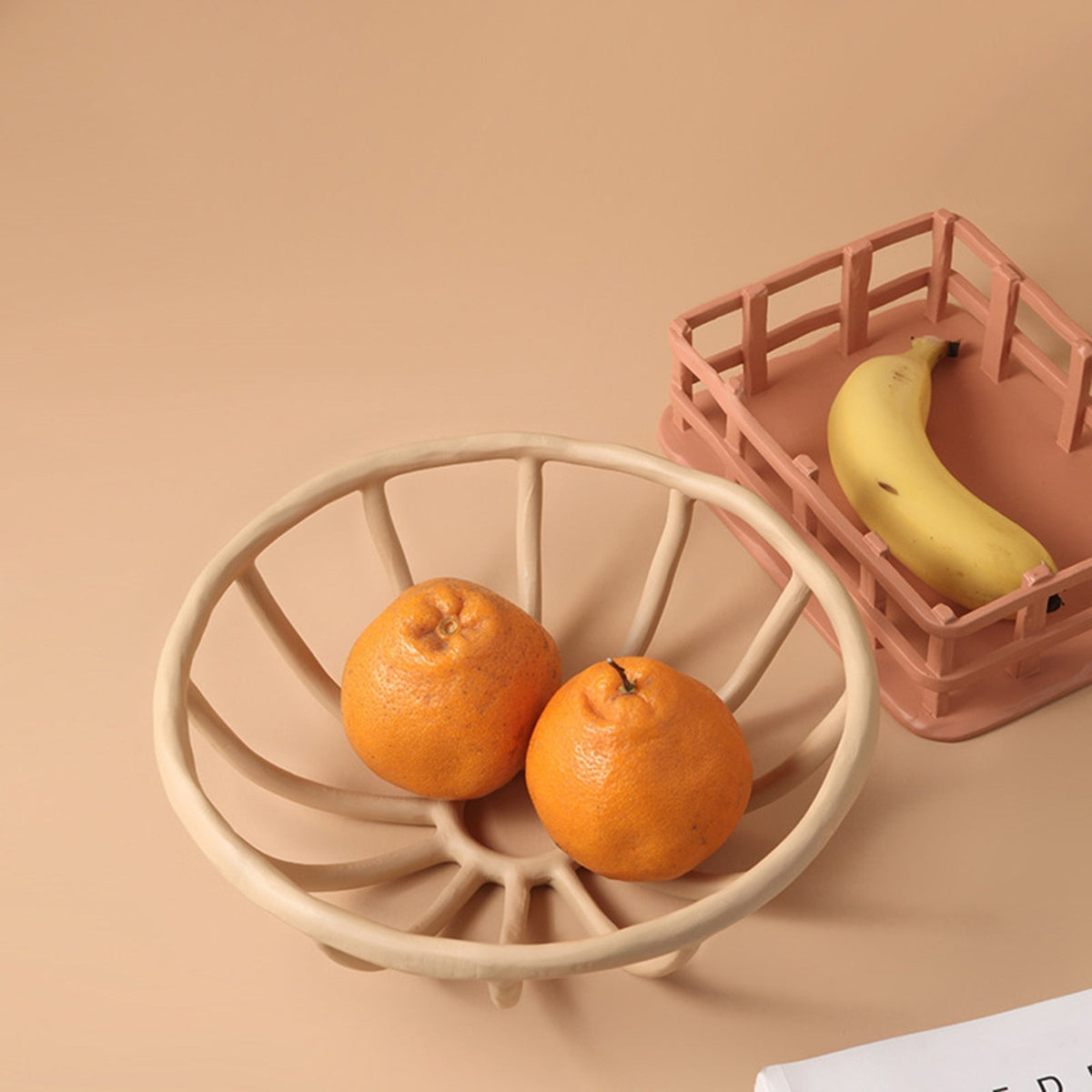 Handcrafted Resin Fruit Basket with Natural Woven Design