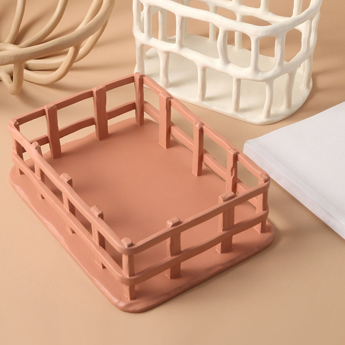 Handcrafted Resin Fruit Basket with Natural Woven Design