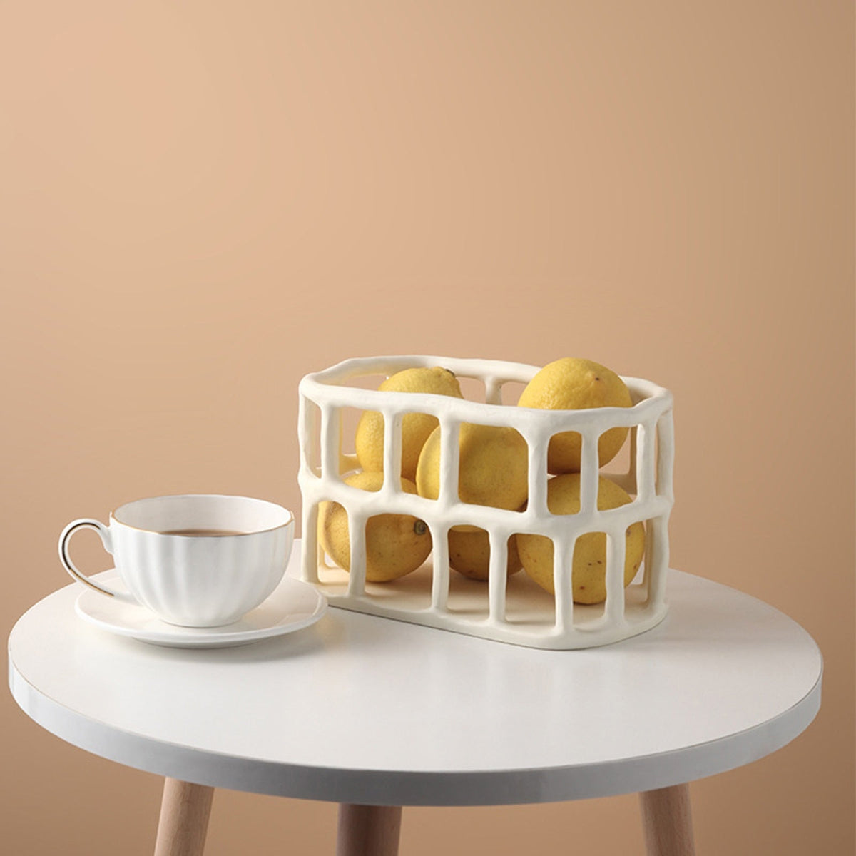 Handcrafted Resin Fruit Basket with Natural Woven Design