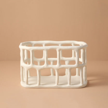 Handcrafted Resin Fruit Basket with Natural Woven Design