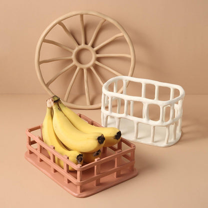 Handcrafted Resin Fruit Basket with Natural Woven Design