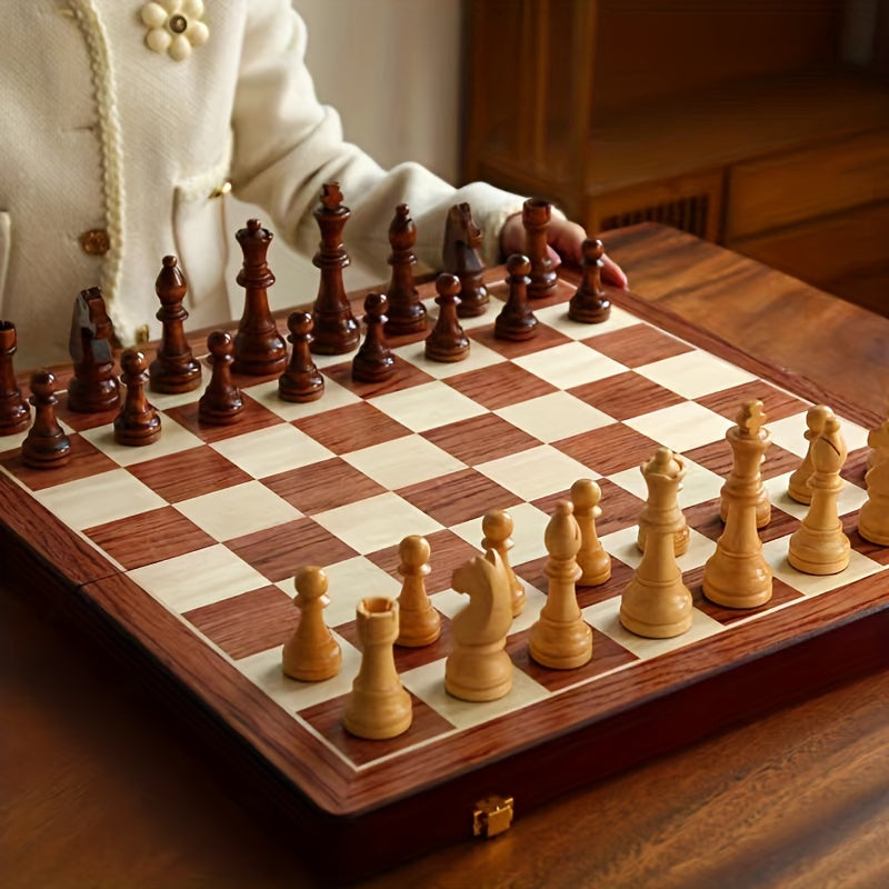 Handcrafted Wooden Chess Set with Detailed Pieces for Classic Chess Play