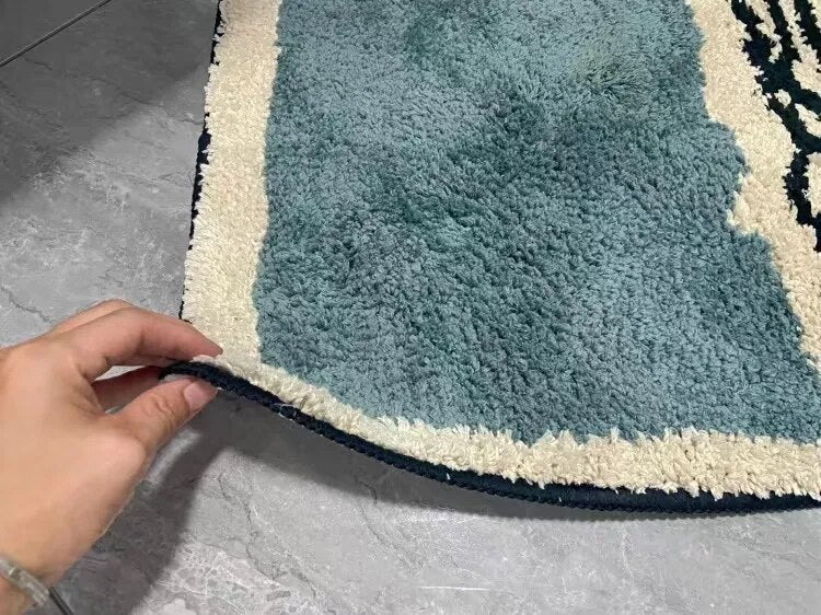 Handmade Abstract Bath Mat with Non-Slip Backing for Modern Bathrooms