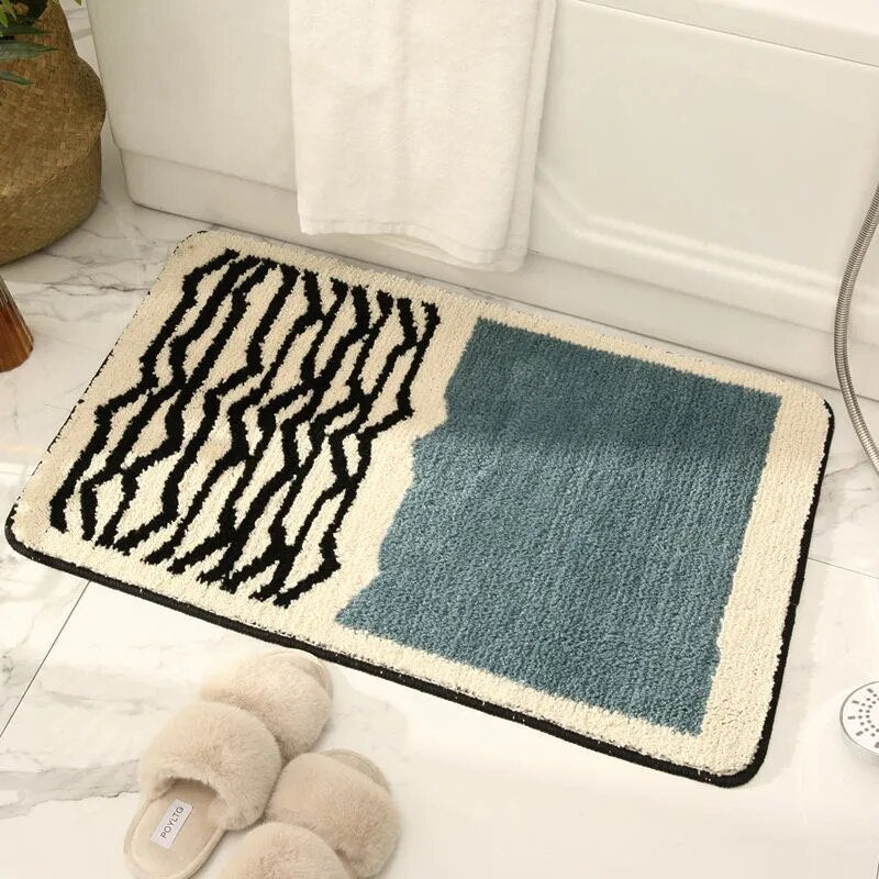 Handmade Abstract Bath Mat with Non-Slip Backing for Modern Bathrooms