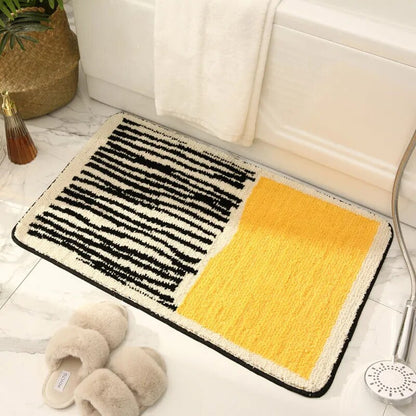 Handmade Abstract Bath Mat with Non-Slip Backing for Modern Bathrooms
