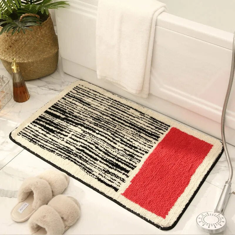Handmade Abstract Bath Mat with Non-Slip Backing for Modern Bathrooms
