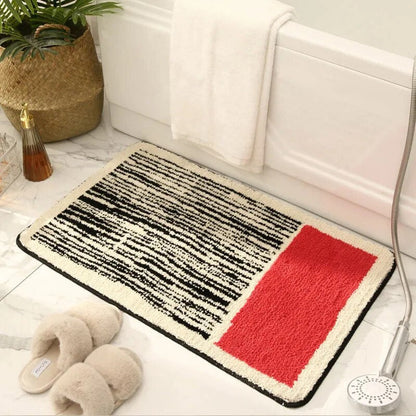 Handmade Abstract Bath Mat with Non-Slip Backing for Modern Bathrooms
