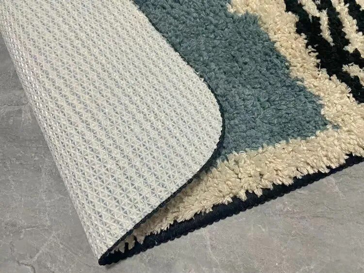 Handmade Abstract Bath Mat with Non-Slip Backing for Modern Bathrooms