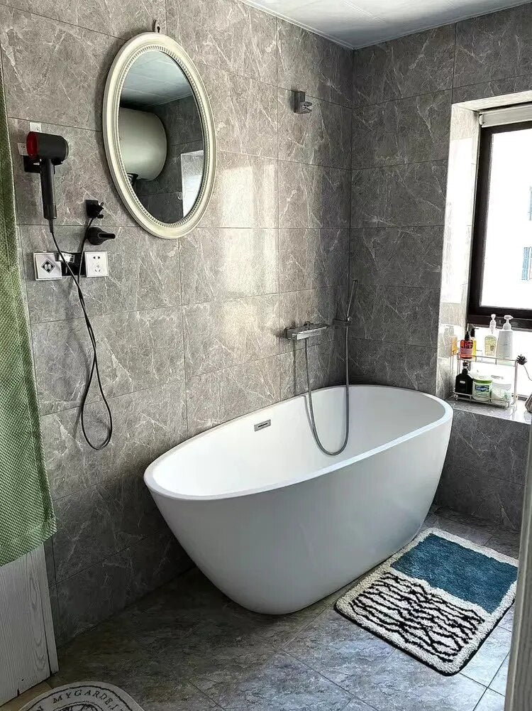 Handmade Abstract Bath Mat with Non-Slip Backing for Modern Bathrooms
