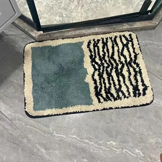 Handmade Abstract Bath Mat with Non-Slip Backing for Modern Bathrooms