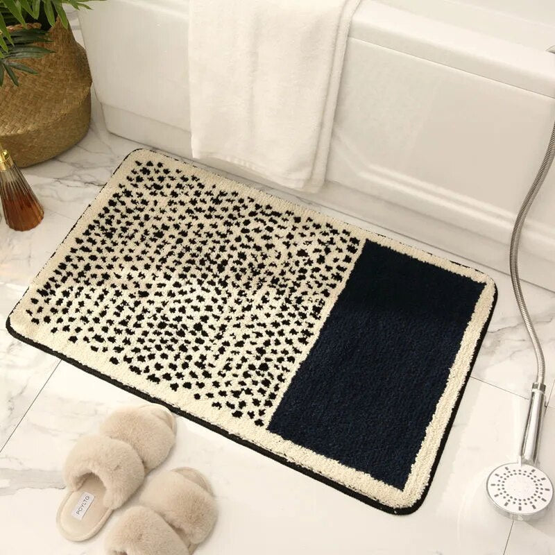 Handmade Abstract Bath Mat with Non-Slip Backing for Modern Bathrooms