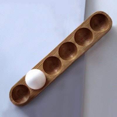 Handmade Acacia Wood Egg Tray for Kitchen Storage