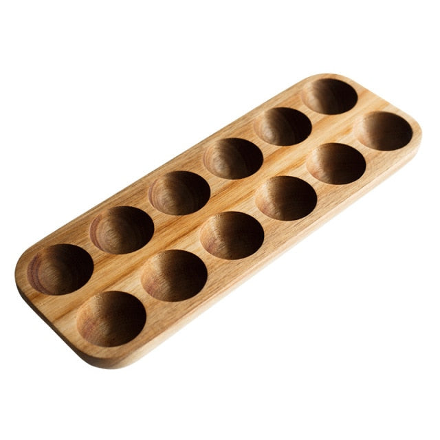 Handmade Acacia Wood Egg Tray for Kitchen Storage