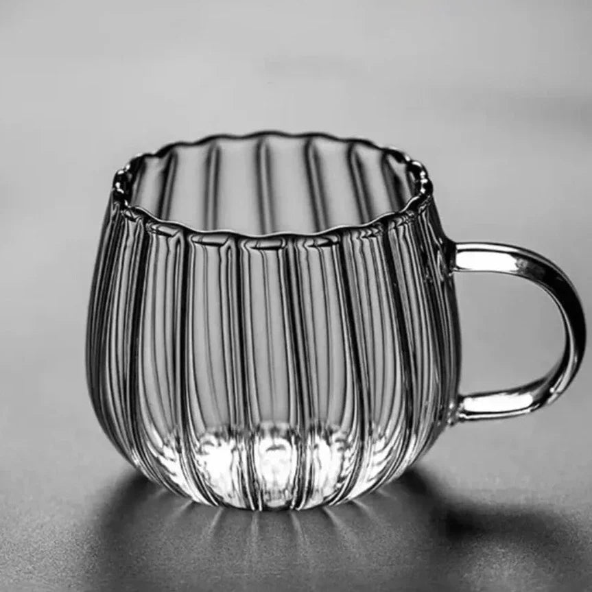 Handmade Borosilicate Glass Mug Set with Ruffle Rim