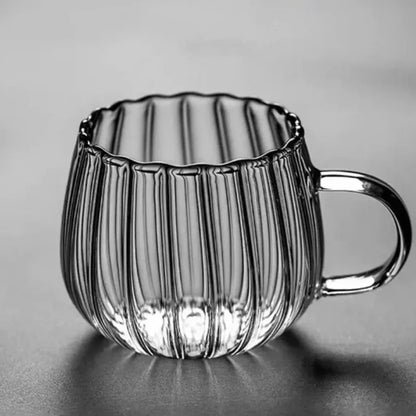 Handmade Borosilicate Glass Mug Set with Ruffle Rim