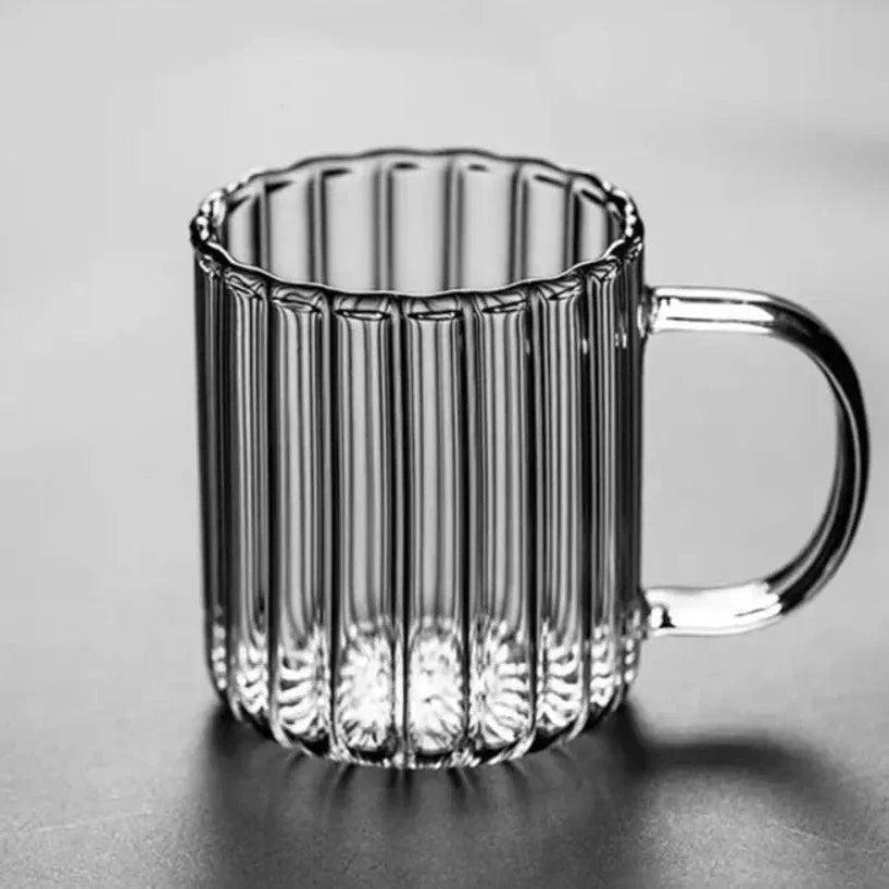 Handmade Borosilicate Glass Mug Set with Ruffle Rim