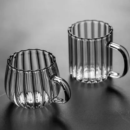 Handmade Borosilicate Glass Mug Set with Ruffle Rim