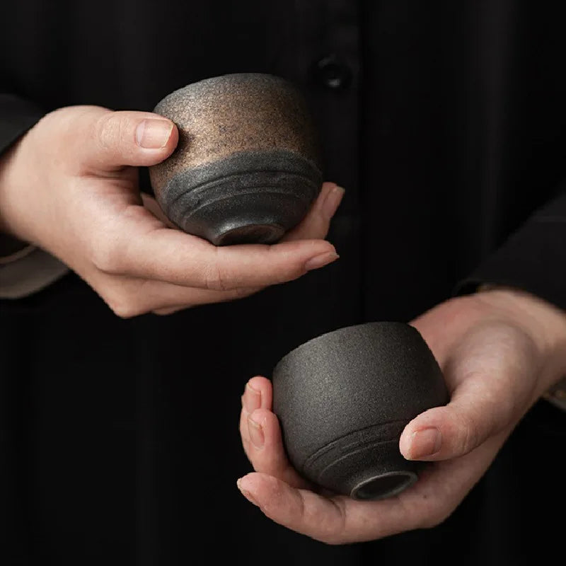 Handmade Ceramic Espresso Cups with Rustic Glaze and Artisan Finish