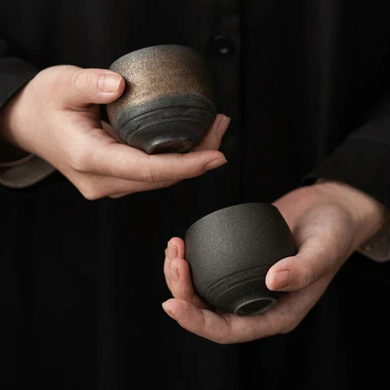 Handmade Ceramic Espresso Cups with Rustic Glaze and Artisan Finish
