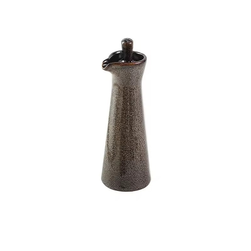 Handmade Ceramic Oil Dispenser with Reactive Glaze and Cork Stopper