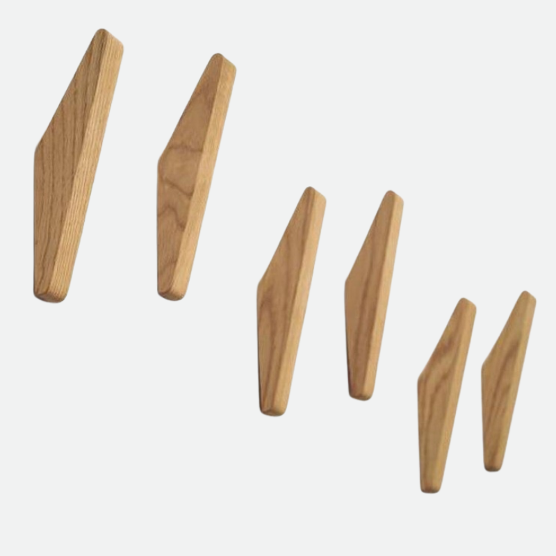 Handmade Natural Wood Wall Hooks Set of 2 with Boho Design