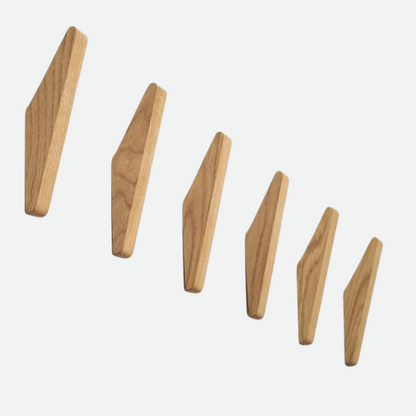 Handmade Natural Wood Wall Hooks Set of 2 with Boho Design
