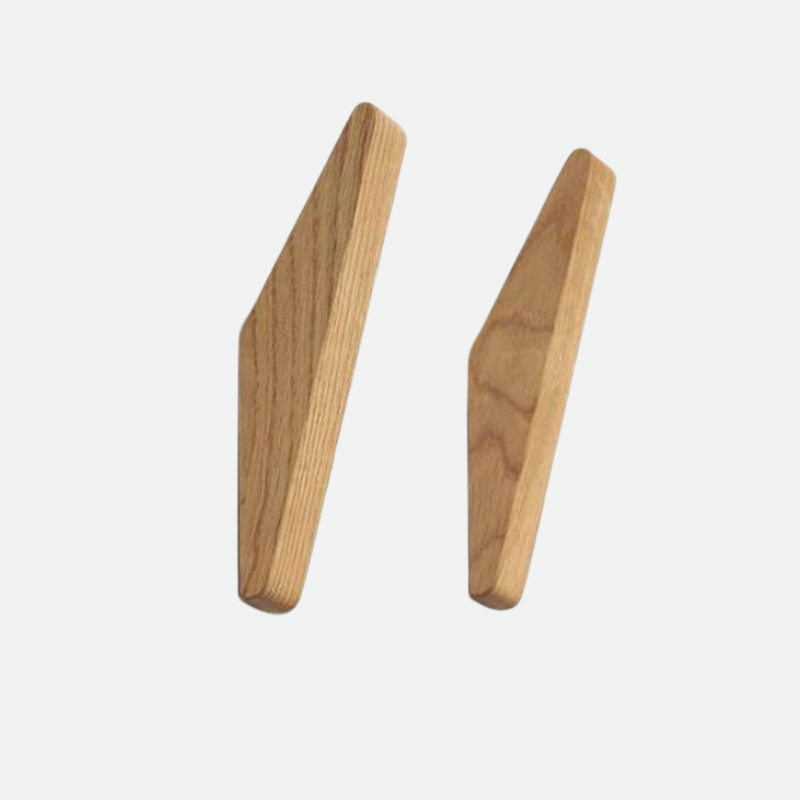 Handmade Natural Wood Wall Hooks Set of 2 with Boho Design