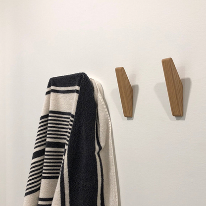 Handmade Natural Wood Wall Hooks Set of 2 with Boho Design