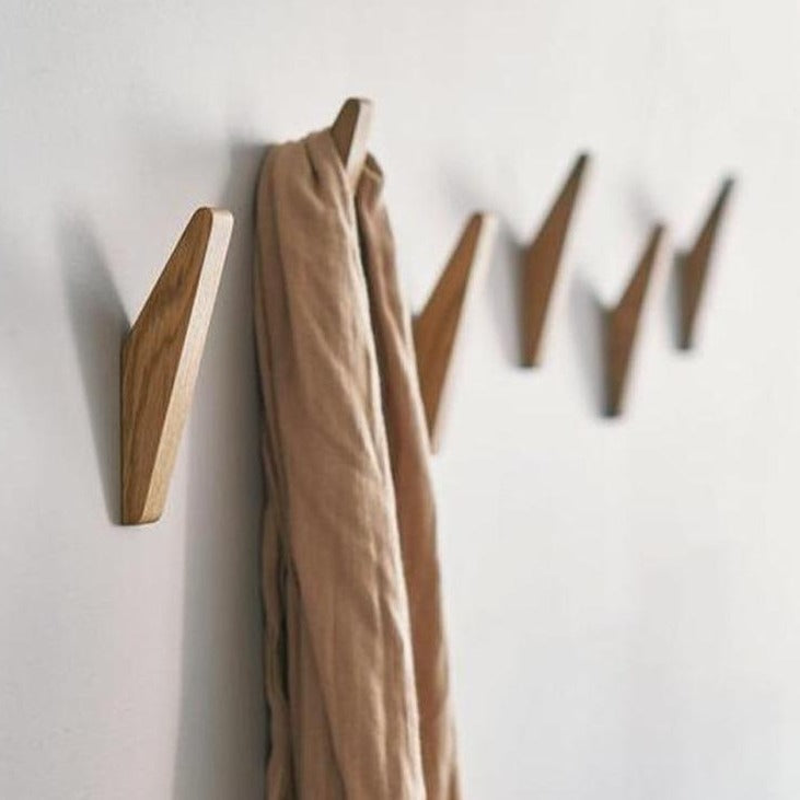 Handmade Natural Wood Wall Hooks Set of 2 with Boho Design