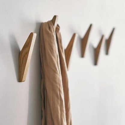 Handmade Natural Wood Wall Hooks Set of 2 with Boho Design
