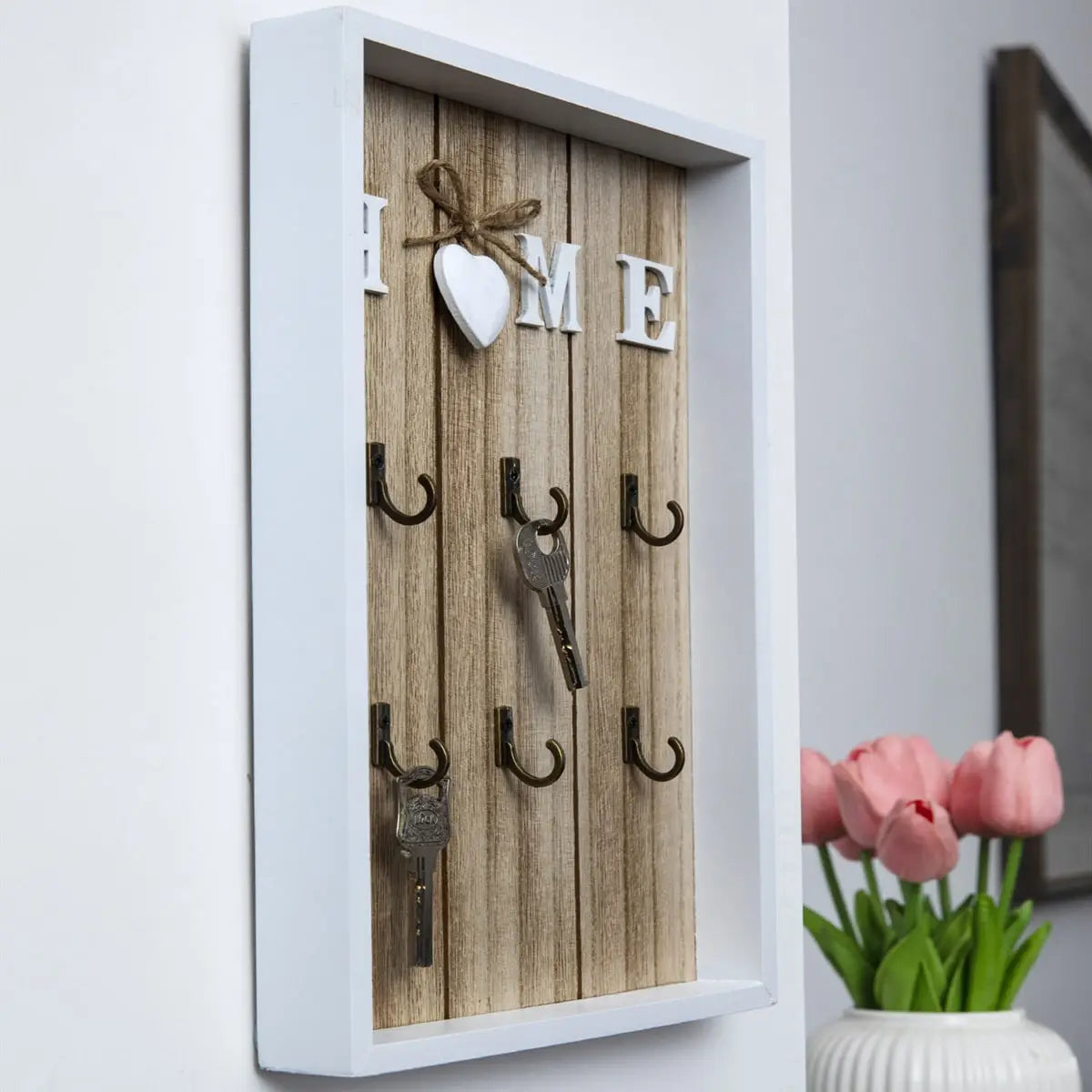 Handmade Wooden Key Holder with Natural Finish for Organised Home Entryways
