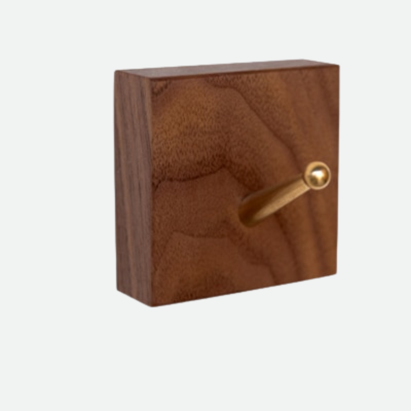 Handmade Wooden Wall Hook with Brass Bracket