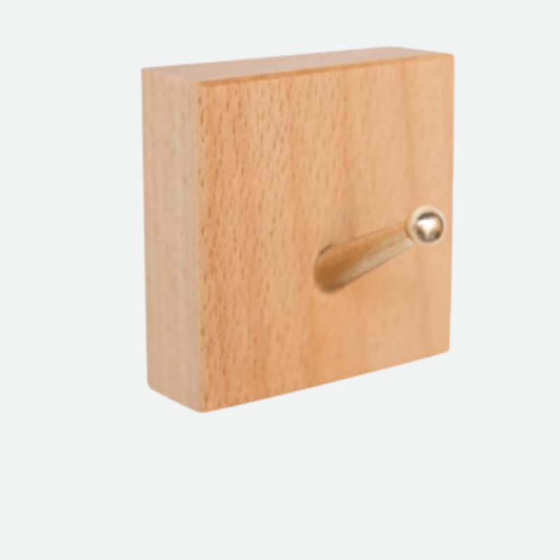 Handmade Wooden Wall Hook with Brass Bracket