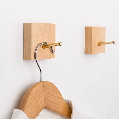 Handmade Wooden Wall Hook with Brass Bracket