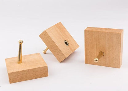 Handmade Wooden Wall Hook with Brass Bracket