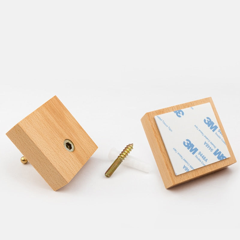 Handmade Wooden Wall Hook with Brass Bracket