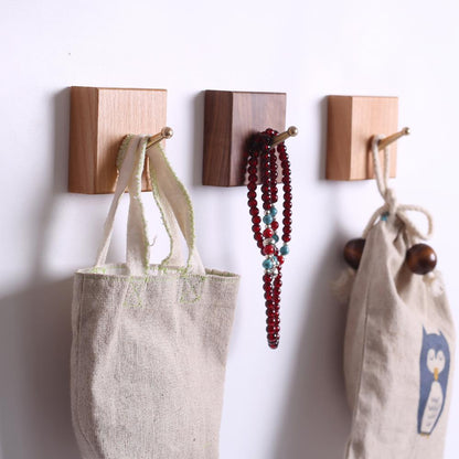 Handmade Wooden Wall Hook with Brass Bracket