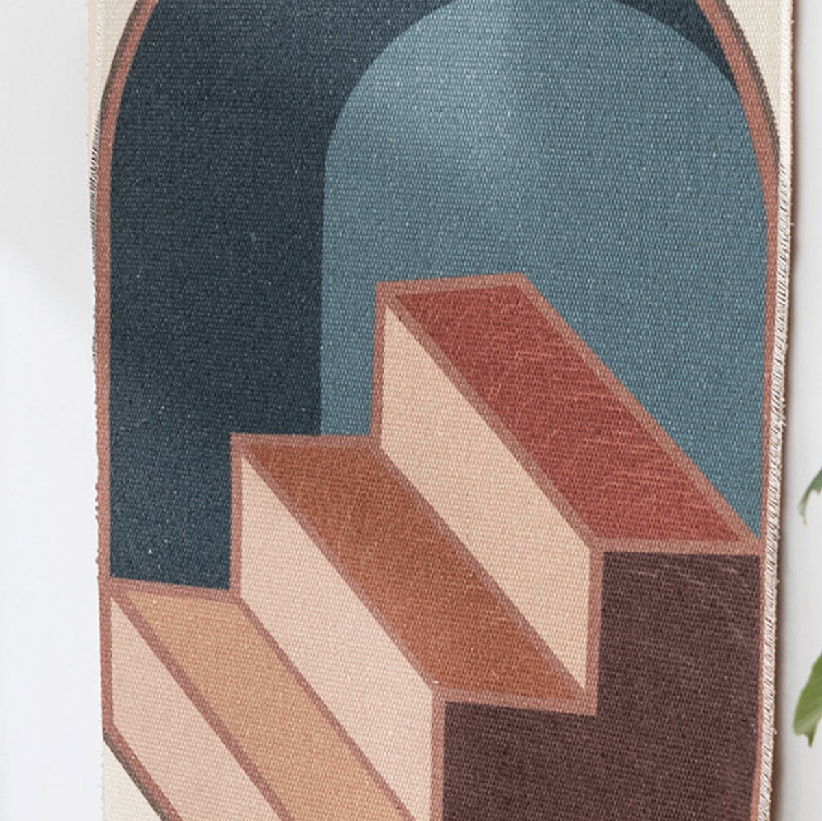 Handwoven Cotton Wall Tapestry with Geometric Design and Tassel Detail