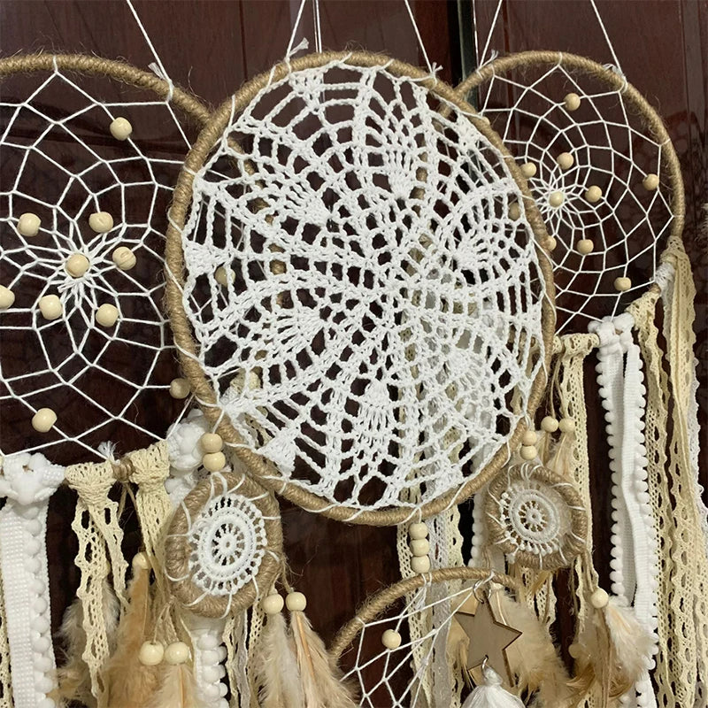 Handwoven Macramé Dreamcatcher Set with Moon-Inspired Design
