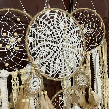 Handwoven Macramé Dreamcatcher Set with Moon-Inspired Design