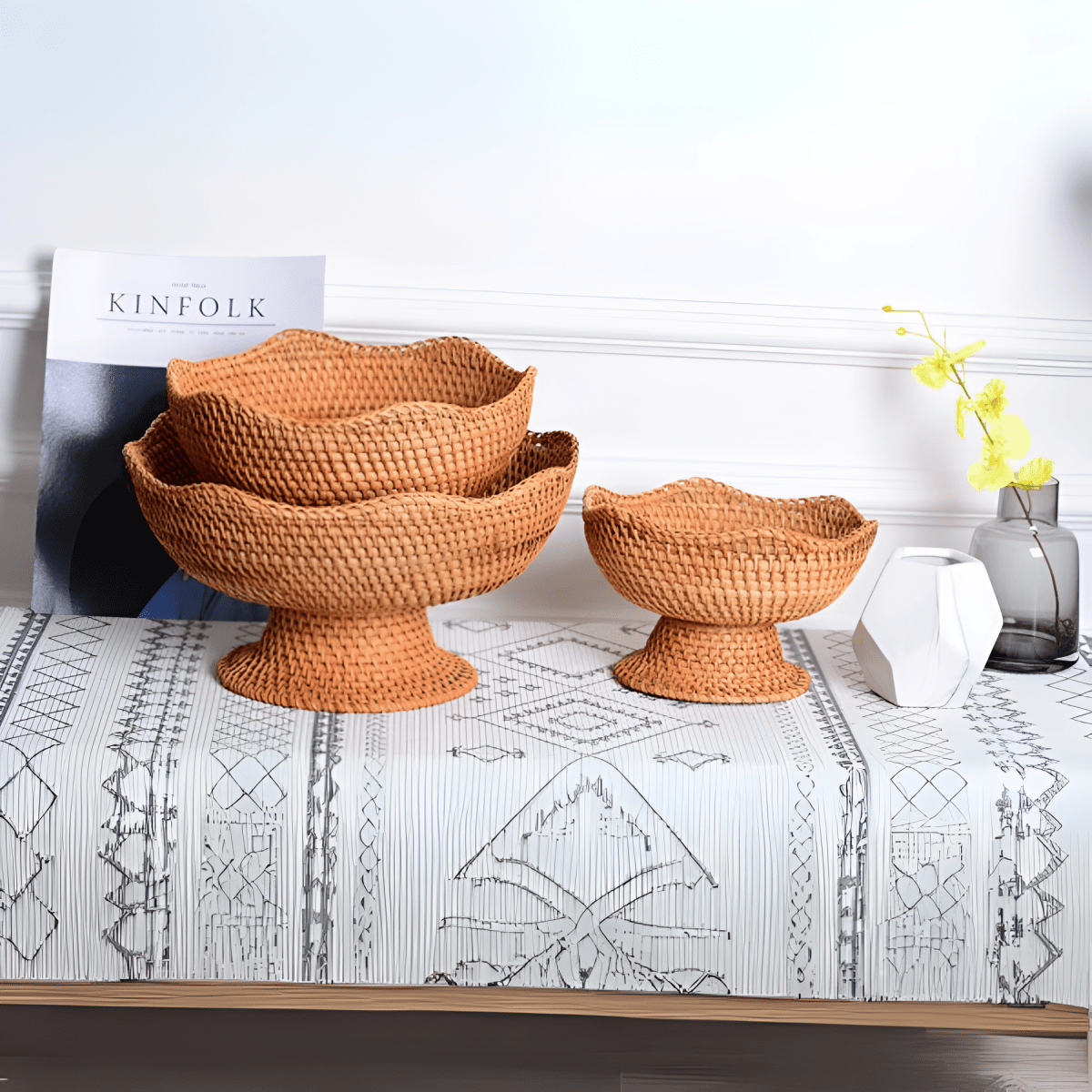 Handwoven Rattan Fruit Basket – Natural Decorative Storage for the Home