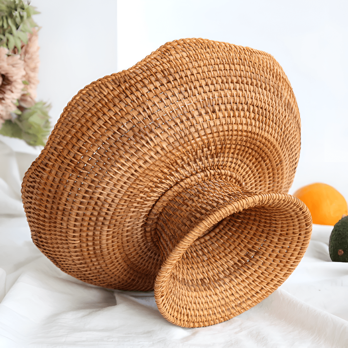 Handwoven Rattan Fruit Basket – Natural Decorative Storage for the Home