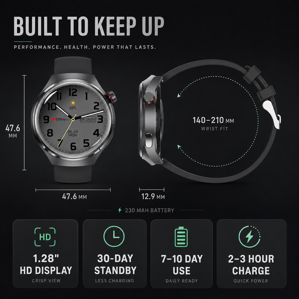 Health Smartwatch with Blood Pressure Heart Rate and Blood Oxygen Tracking