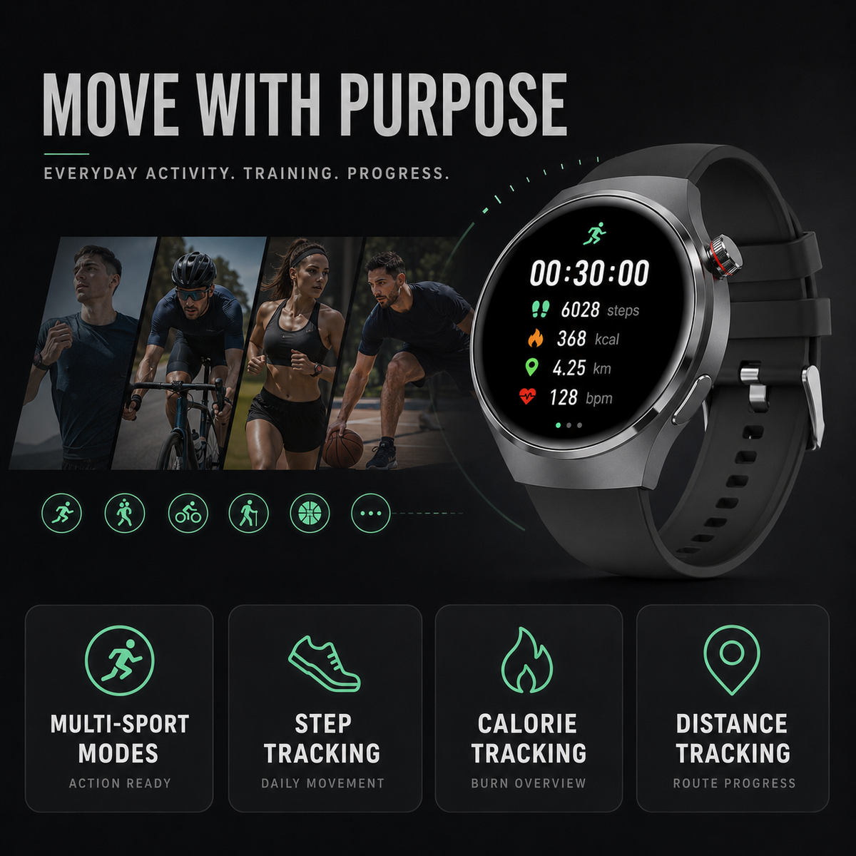 Health Smartwatch with Blood Pressure Heart Rate and Blood Oxygen Tracking