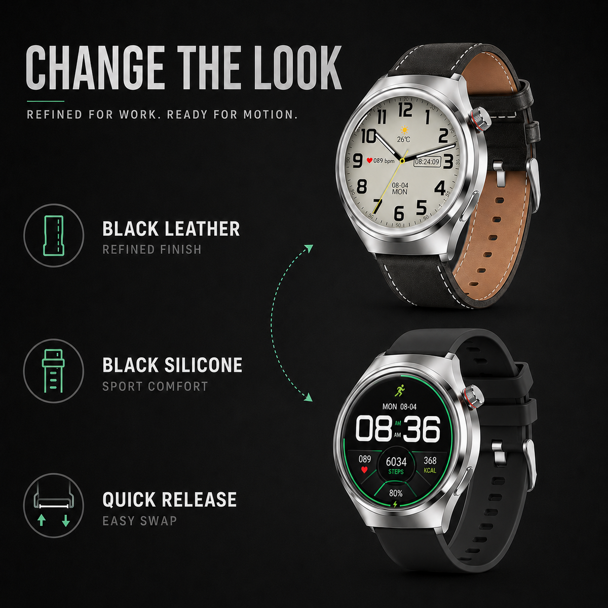 Health Smartwatch with Blood Pressure Heart Rate and Blood Oxygen Tracking