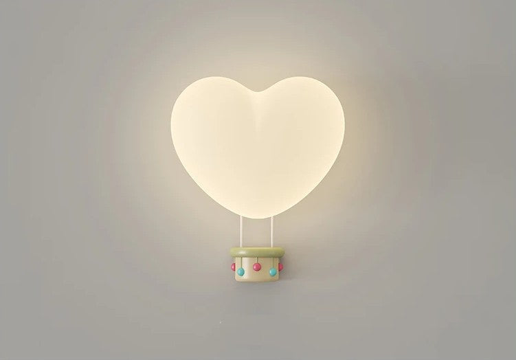 Heart-Shaped Wooden Wall Lamp for Children's Room in Terra Pink