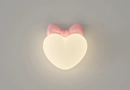 Heart-Shaped Wooden Wall Lamp for Children's Room in Terra Pink