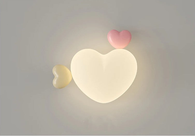 Heart-Shaped Wooden Wall Lamp for Children's Room in Terra Pink