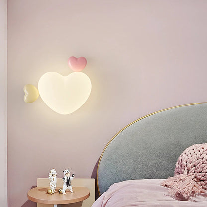 Heart-Shaped Wooden Wall Lamp for Children's Room in Terra Pink