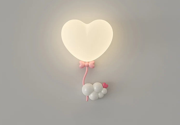 Heart-Shaped Wooden Wall Lamp for Children's Room in Terra Pink